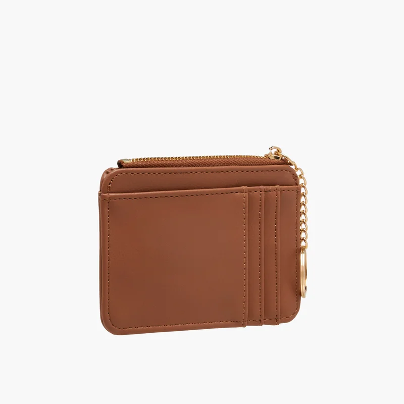 ساشا Brown Card Holder with Keyring for Women
